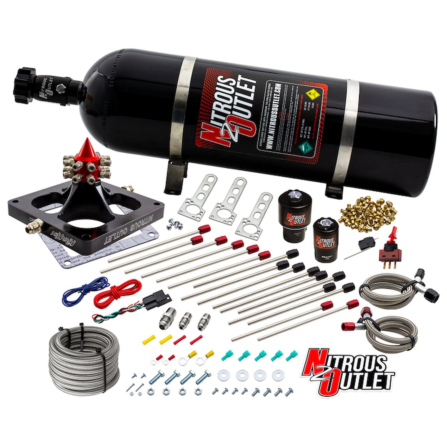 00-459001CS-15 4500 Kraken Competition System, Braided Hose/.189 Competition Trashcan Nitrous Solenoid/.310 Fuel Solenoid