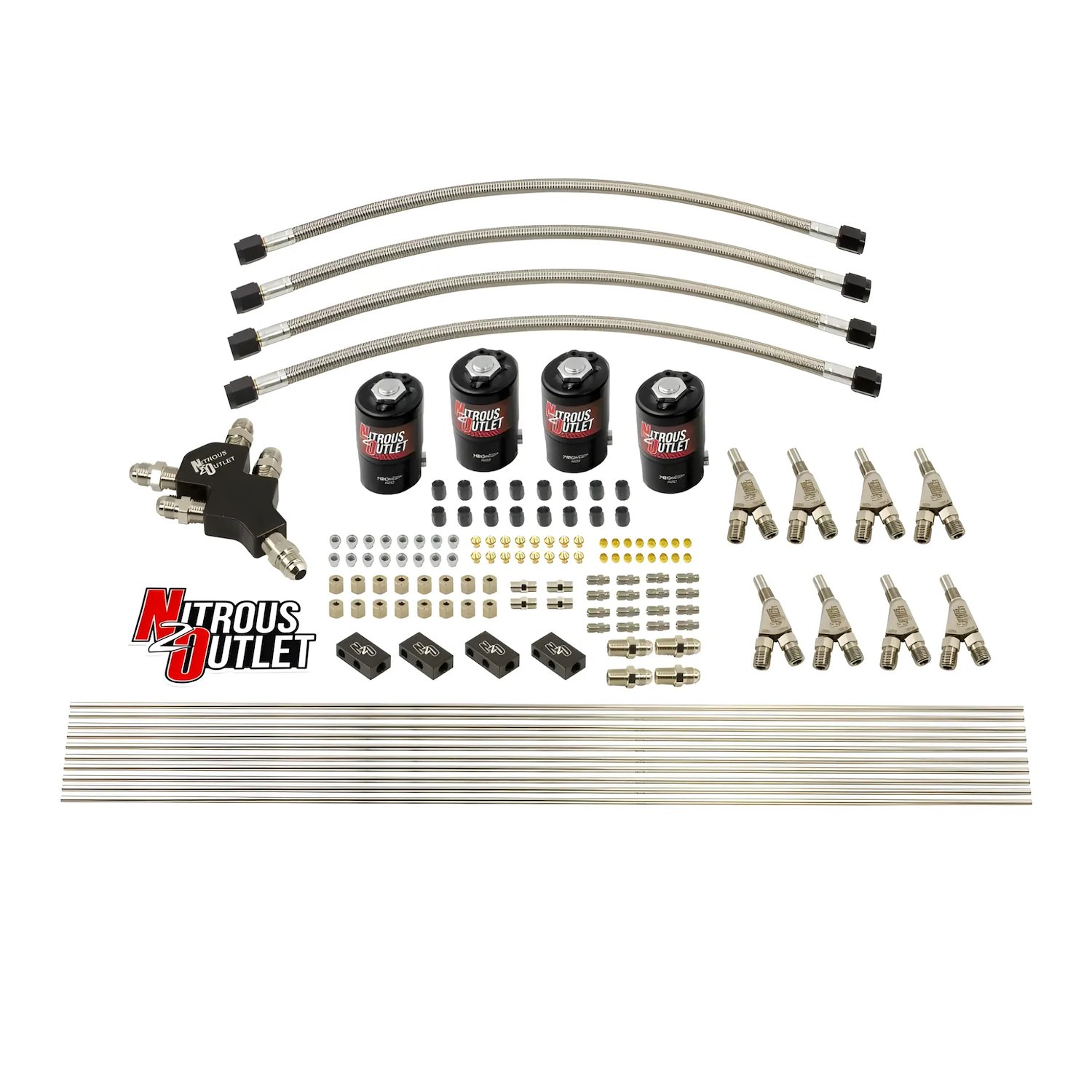 00-10420-H-SBT-DS Dry 8-Cyl Dual-Stage Solenoids Forward Direct Port Conversion Kit, Four .122 Nitrous Solenoids