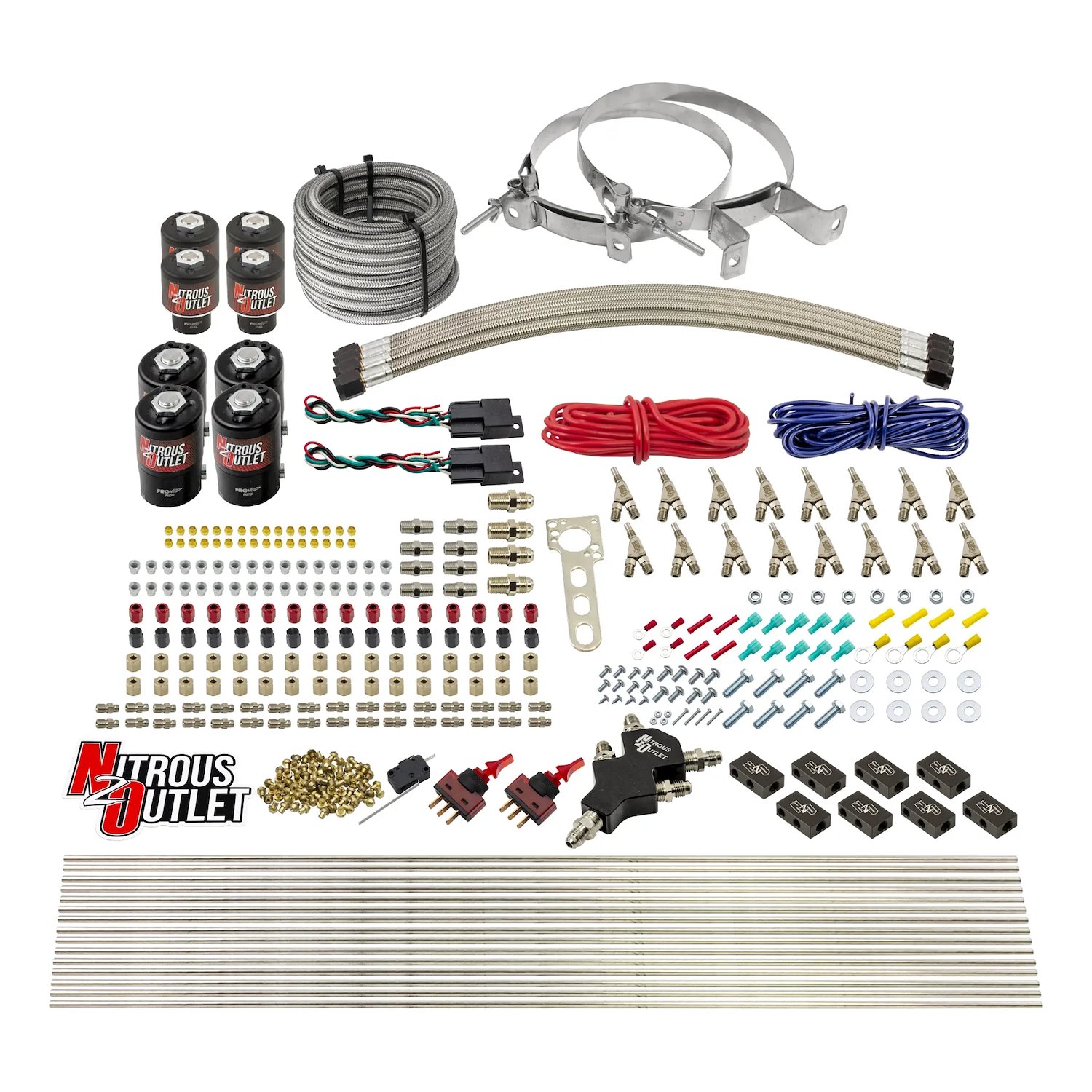 00-10434-H-SBT-DS-00 8-Cyl Dual-Stage Direct Port System, Four .122 Nitrous Solenoids