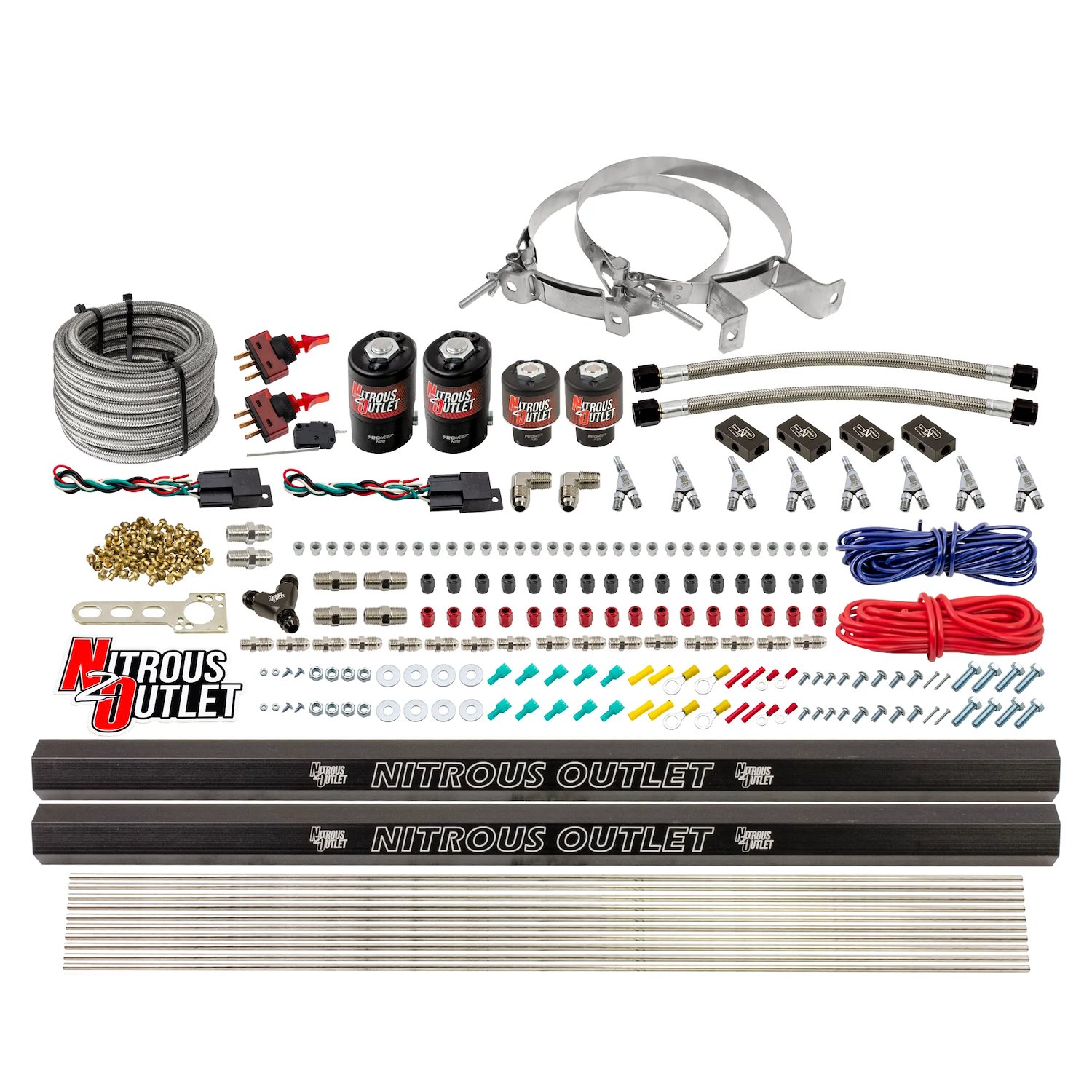 00-10362-SBT-DS-00 4-Cyl Dual-Stage Direct Port System, Two .122 Nitrous Solenoids