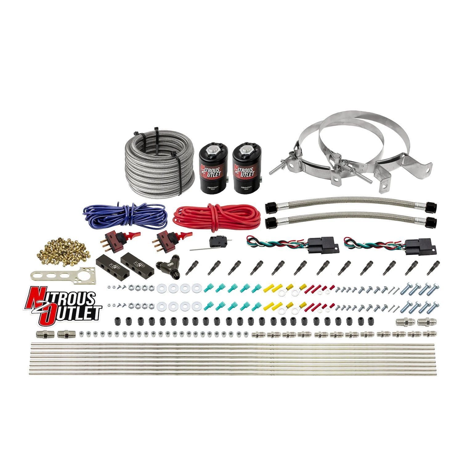 00-10396-SBT-DS-00 Dry 6-Cyl Dual-Stage Direct Port System, Two .122 Nitrous Solenoids