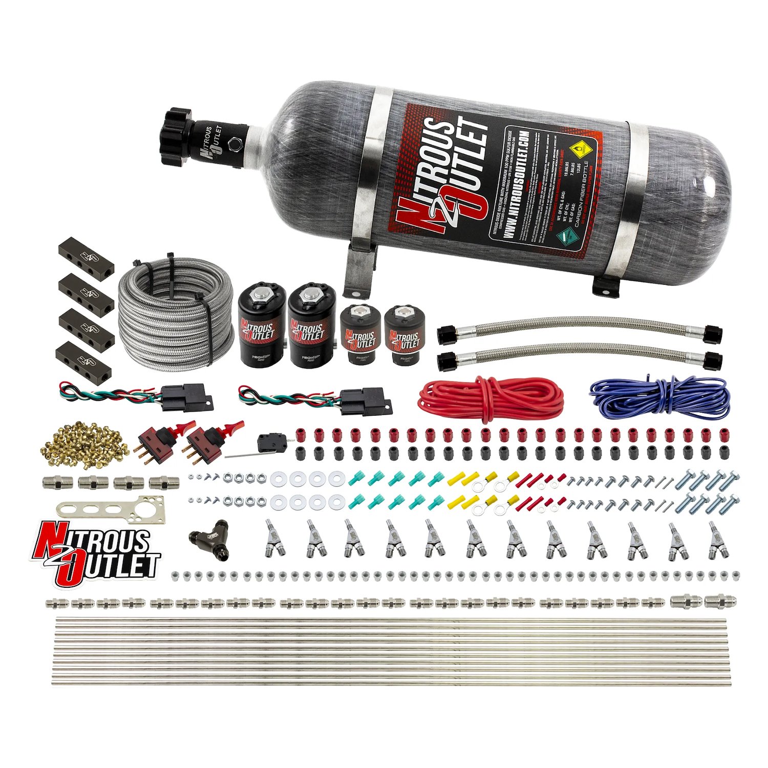 00-10399-SBT-DS-12 6-Cyl Dual-Stage Direct Port System, Two .122 Nitrous Solenoids