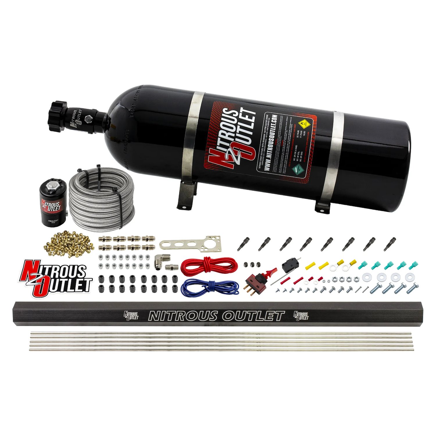 00-10470-H-R-SBT-15 Dry 8-Cyl Direct Port System, .122 Nitrous Solenoid/Injection Rail/SBT Discharge Nozzles, 100-400HP, 15lb