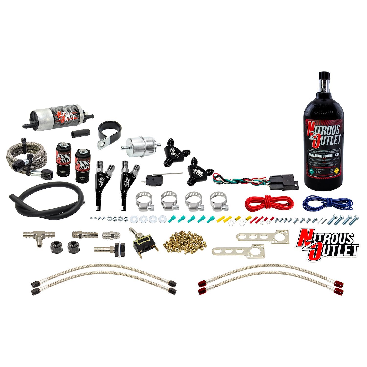 50-10020-2.5 Powersports Twin-Cyl Wet Nozzle System, Aluminum 90-Degree Nozzles, Gas, 6 psi, 2030405060 HP, 2.5LB Bottle