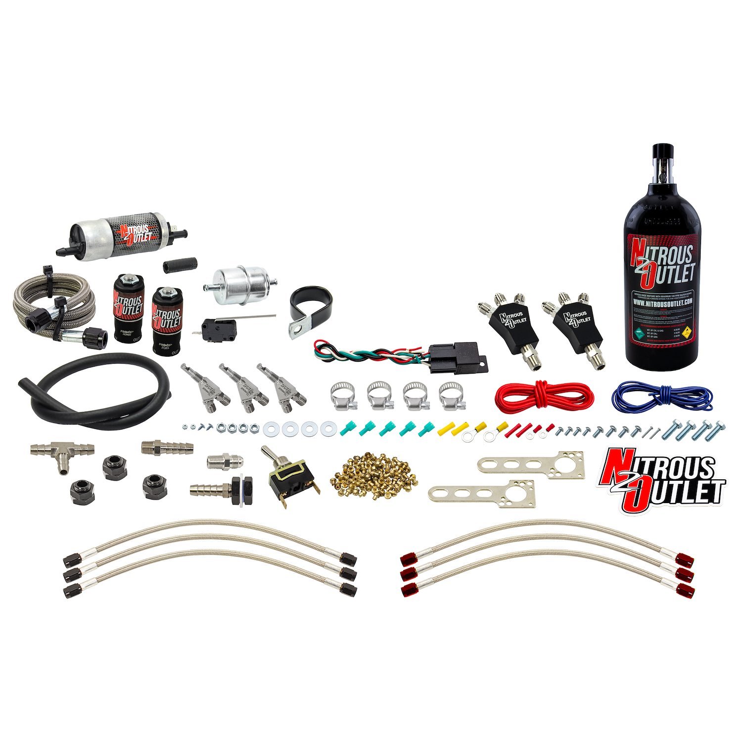 50-10032-2.5 Powersports 3-Cyl Wet Nozzle System, Stainless 90-Degree Nozzles, Gas, 6 psi, 3045607590 HP, 2.5LB Bottle