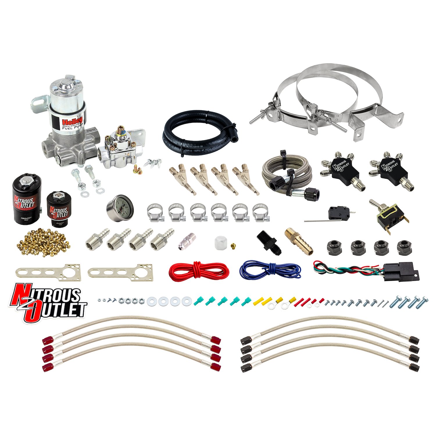 50-10200-00 Powersports 4-Cyl Pro Mod Nozzle System, Stainless 90-Degree Nozzles, Gas, 10 psi, No Bottle