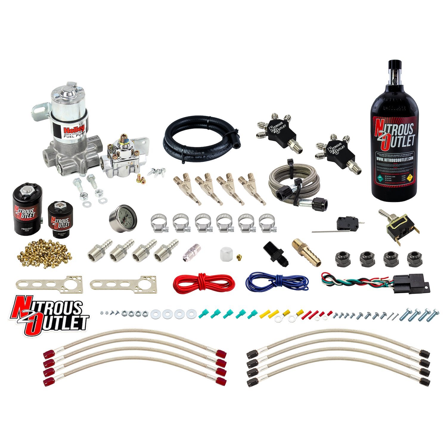 50-10200-2.5 Powersports 4-Cyl Pro Mod Nozzle System, Stainless 90-Degree Nozzles, Gas, 10 psi, 2.5LB Bot