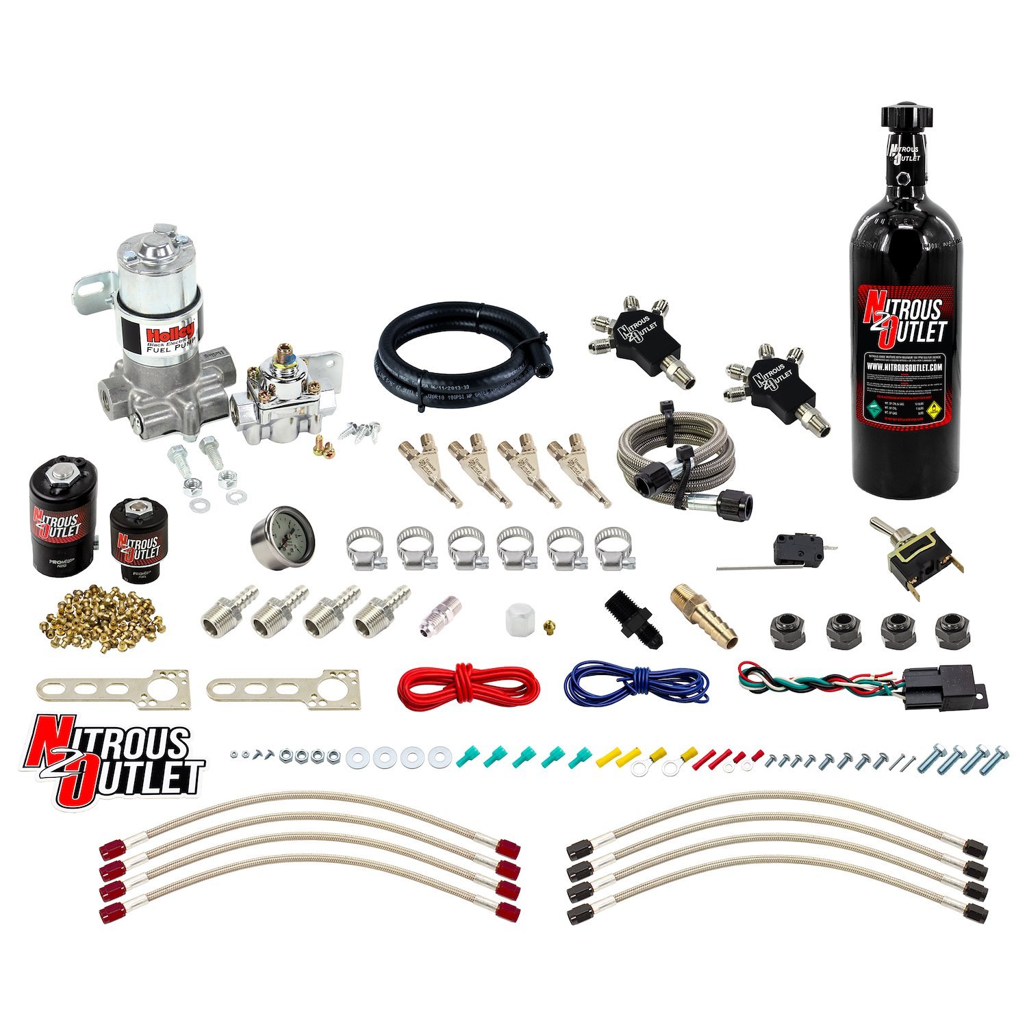 50-10200-5 Powersports 4-Cyl Pro Mod Nozzle System, Stainless 90-Degree Nozzles, Gas, 10 psi, 5lb Bottle