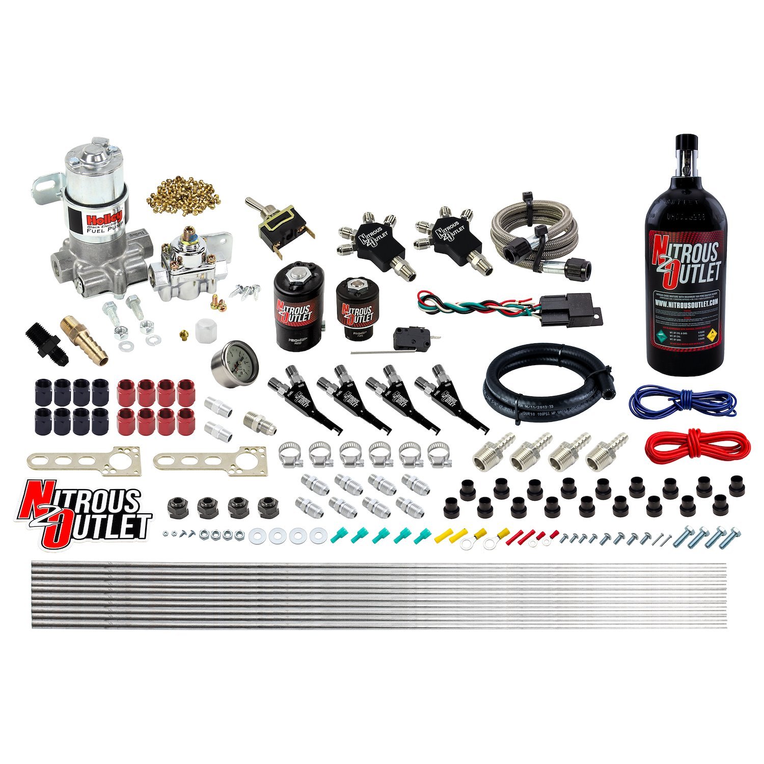 50-10201-2.5 Powersports 4-Cyl Hard-Line Direct Port Nozzle System, Aluminum 90-Degree Nozzles, Gas, 6 psi