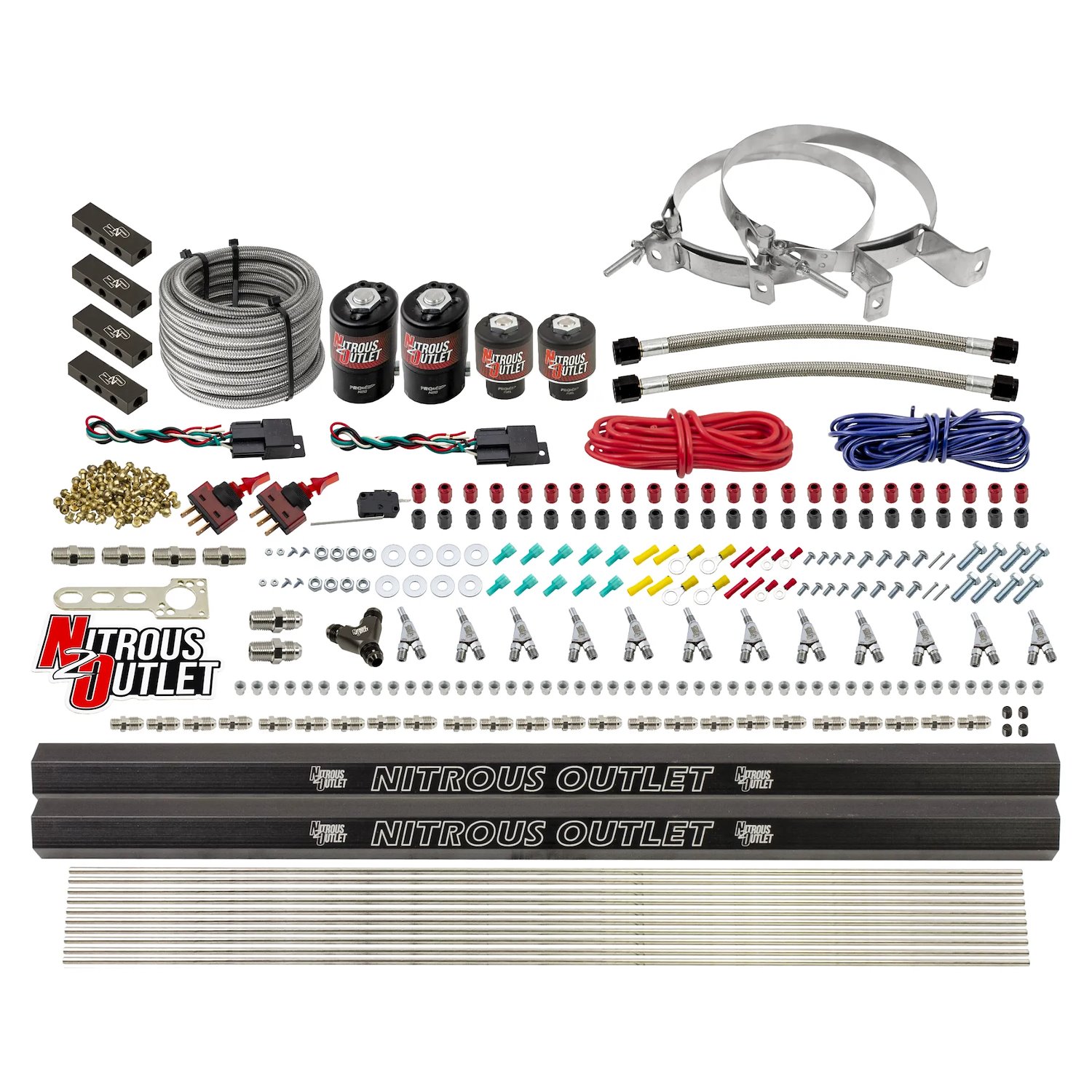 00-10398-E85-SBT-DS-00 6-Cyl Dual-Stage Direct Port System, Two .122 Nitrous Solenoids