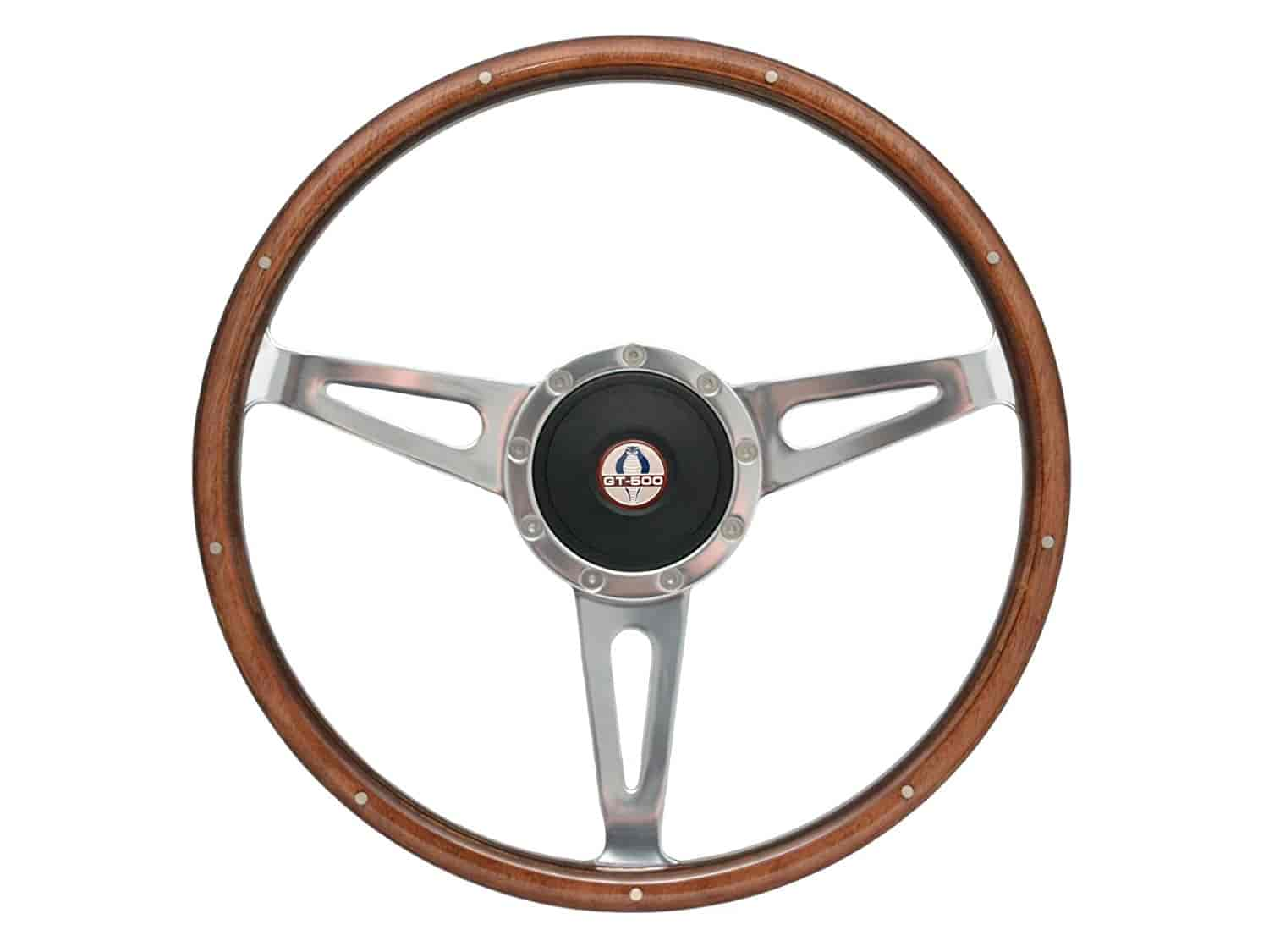 S9 Classic Steering Wheel Kit for 1964-1972 Ford/Mercury, 15 in. Diameter, Walnut Wood Grip, with 9-Bolt Adapter & Horn Button