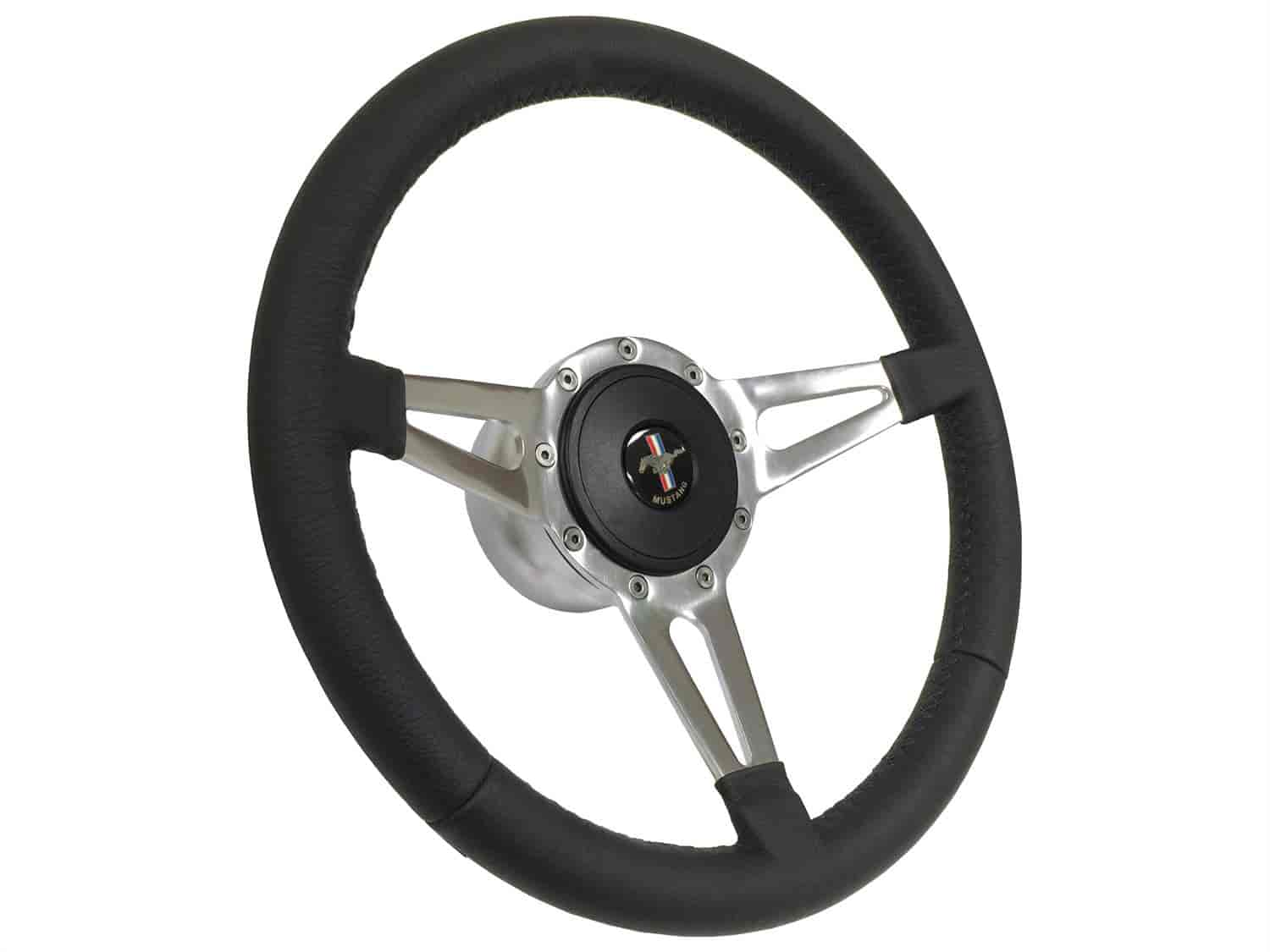 S9 Sport Steering Wheel Kit 1968-1991 Ford/Mercury, 14 in. Diameter, Premium Black Leather Grip, w/ 9-Bolt Adapter & Horn Button