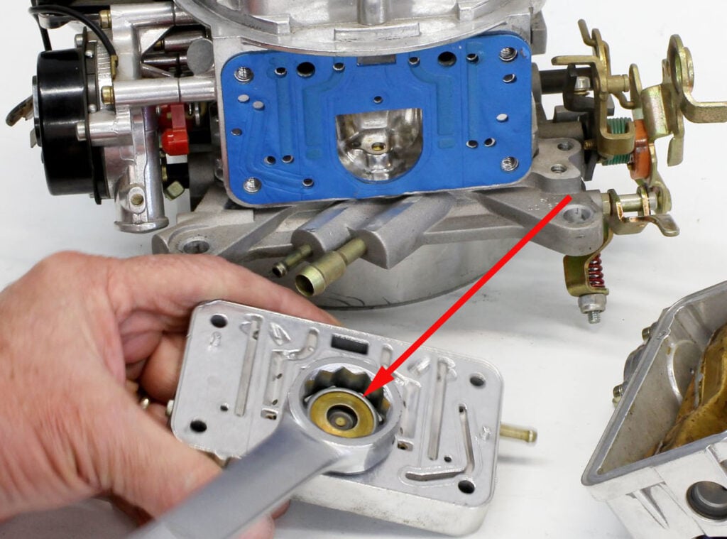 holley carburetor power valve location metering block